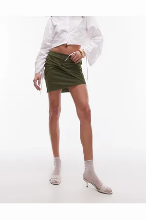 Topshop Knot front mini skirt in khaki