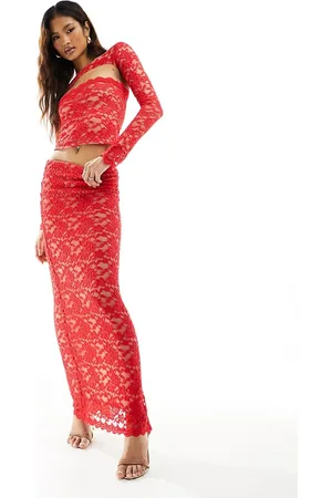 ASOS Co-ord lace maxi column skirt in