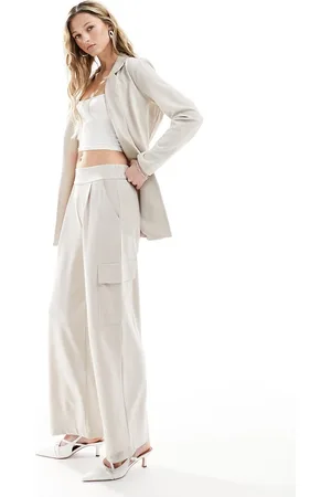 JDY Pocket loose fit trouser co-ord in stone