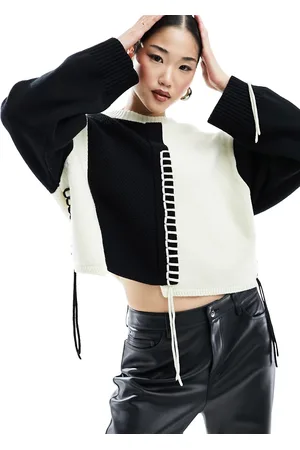 EDITED the label Contrast stitch knitted jumper in monochrome