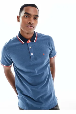 JACK & JONES Essentials slim fit tipped pique logo polo in