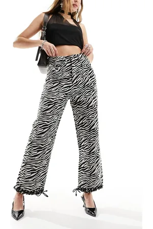 Ghospell Contrast cuff trouser in zebra print