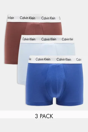 Calvin Klein 3-pack trunks in blue, light blue and rust