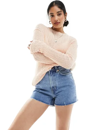 Weekday Rowe high waisted denim mom short in 90