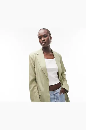 Topshop Co-ord straight jacket in sage