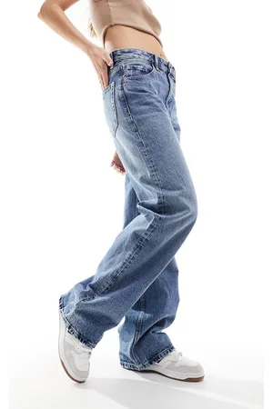 MANGO Straight leg oversized jeans in light