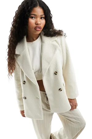 VERO MODA Double breasted grandad coat in cream