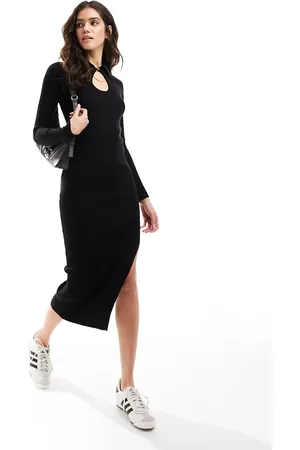 MANGO Loop collar knitted midi dress in