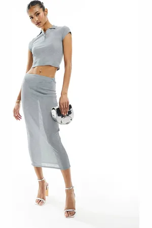 ASOS Pencil midi skirt in blue in blue co-ord