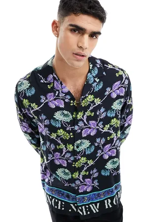 ASOS Relaxed revere shirt in floral text print