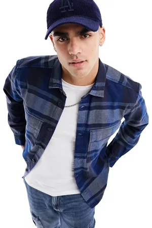 Only & Sons Long sleeve chambray shirt in washed check