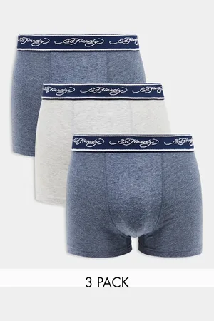 ED HARDY Hixam 3 pack trunks in blue and grey
