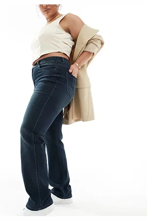 ONLY Augusta high waisted straight leg jeans in mid