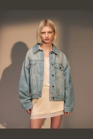 Topshop Balloon denim jacket in cloudy
