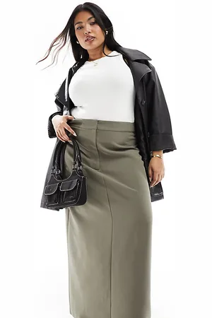 4th & Reckless Exclusive tailored column maxi skirt in olive