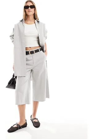 ASOS Long short in grey stripe