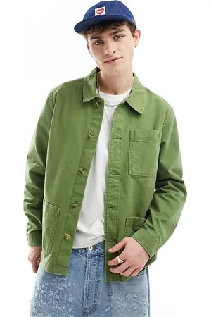 Timberland Washed canvas chore jacket in khaki