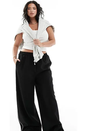 In The Style Contrast drawstring waist wide leg side stripe trousers in