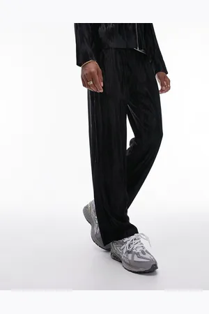 Topman Jacquard plisse straight leg jogger in