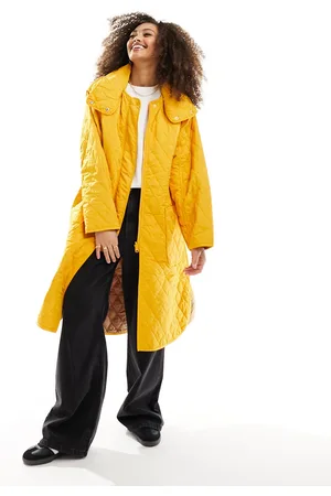 French Connection Aris quilted oversized coat in orange