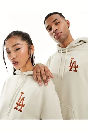 New Era Unisex LA logo hoodie in ecru
