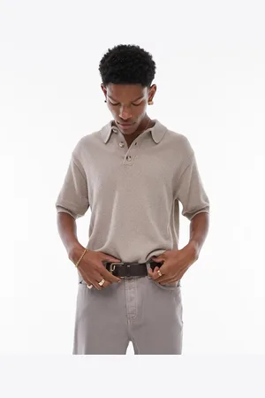 Topman Knitted textured polo in stone