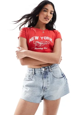 ASOS A line denim short in lightwash