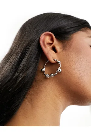 ASOS 36mm hoop earrings with wiggle ball design in tone