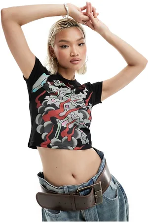 ED HARDY Baby tee with logo and grunge grpahic