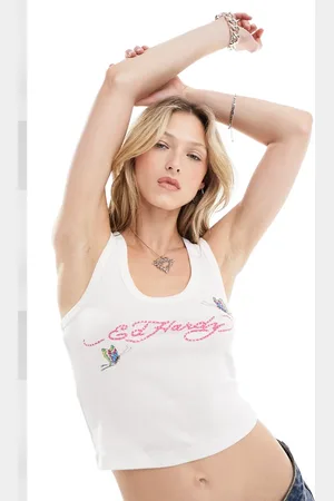 ED HARDY Croped vest with butterfly logo in