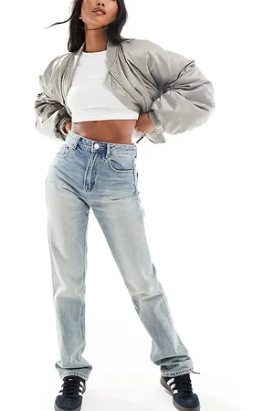Stradivarius Petite STR straight leg jean in light vintage wash
