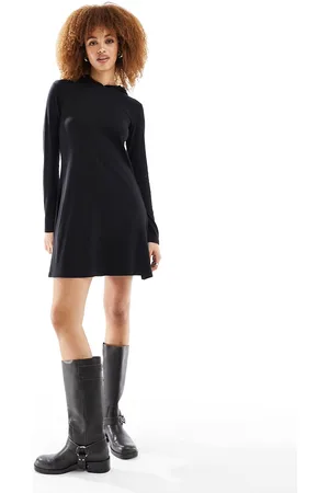 Monki Long sleeve hood jersey mini dress in