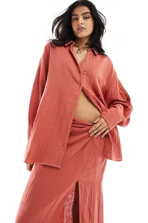 ASOS Cheesecloth oxford shirt co-ord in terracotta