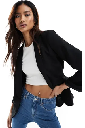 River Island Turn up sleeve blazer in