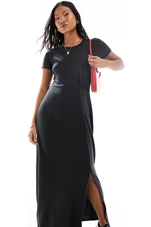 VERO MODA Knotted t-shirt maxi dress with split in