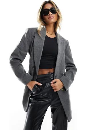 River Island Flannel belted wrap blazer in marl