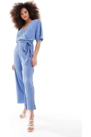 Y.A.S Bridesmaid plisse wrap front jumpsuit in