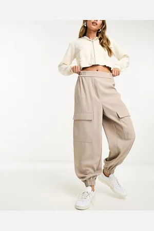 River Island Cargo with elasticated hem in beige