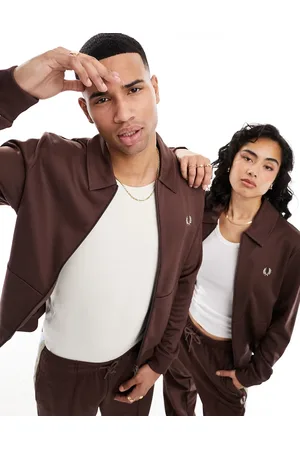 Fred Perry Unisex co-ord taped track jacket in dark with collar