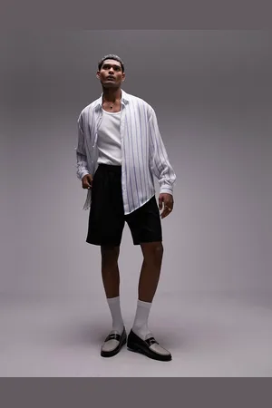Topman Long sleeve oversized sheer striped shirt in