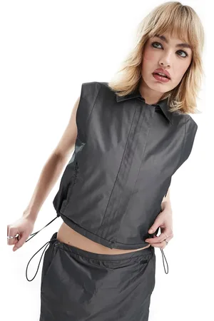 MANGO Drawstring co-ord waistcoat in