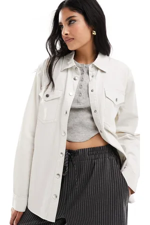 New Look Denim overshirt in off