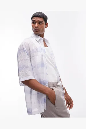 Topman Short sleeve relaxed sheer printed sky shirt in multi