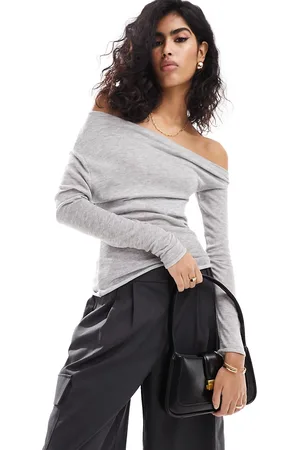 Pull&Bear Asymmetric long sleeve top in