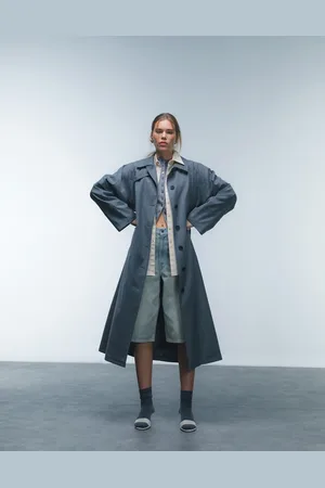 Topshop Tailored car trench coat in charcoal