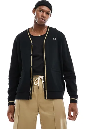 Fred Perry Tipped pique texture cardigan in