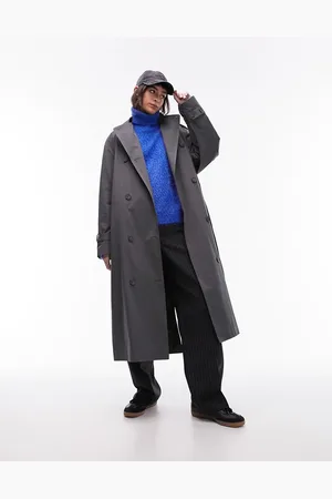 Topshop Longline trench coat in charcoal