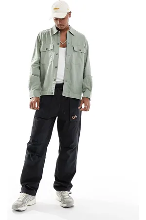 Only & Sons Pocket detail linen mix shaket in sage