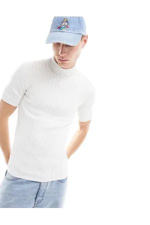 ASOS Muscle fit knitted rib turtle neck t-shirt in