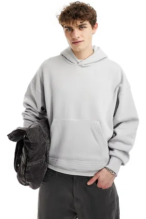 Bershka Cropped hoodie in ecru